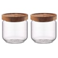 Miniatyrbillede 1 af 4: 2x 400 Ml Glasbeholdere med Trælåg, Lufttætte Opbevaringsglas til Køkken, Madbeholdere, Korn, Te B