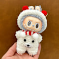 Miniatyrbild 3 av 5: /RYI/ 17cm Blind Box Labubu Docka Klädset Utan Docka Söt Tröja Outfit Gåva Labubu Kläder Hänge Canvas Docka Väst Set Type G Just cloth without doll 17cm