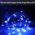 Miniatyrbillede 2 af 5: Blå LED-lysstreng, Batteridrevet, 50 Mikro LED-lys til Bryllup, Fest, Jul, Hjem, Indendørs Udendørs, Kobbertråd, Tænd/Sluk Timer, 5m