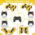 Miniatyrbilde 3 av 5: Highttoy RC Stuntbil 4WD 360° Flip - Musikk/Lys, 2 Batterier for Barn 3-12 År (Gul) GUL -_RY