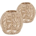 Miniatyrbillede 1 af 2: 2 stk. Rattan Hængende Lys Små Lamper Rattan Kurv Lamper Rattan Lampe Dæk Chandelier L Khaki 15x15cm