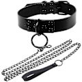 Miniatyrbild 1 av 5: Halsband i läder med cirkel för kvinnor, läderchoker med metallring