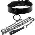 Miniatyrbillede 1 af 5: Læder Halskæde Cirkel Kvinder Læder Choker Metal Ring Choker
