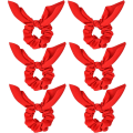 Pikkukuva 5 / 5: Punaiset satiinihiuslenkit Solmut Elastisen hiuslenkit Poninhäntäpidikkeet Hiukset sidotut nauhat Bunny Ear Scrunchies Tytöille Naisille (6 kpl)