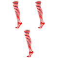 Miniatyrbilde 2 av 3: 3 stk Røde & Hvite Stripe Sokker Klovn Sirkus Fantomi Dress Cosplay Sokker (rød & hvit) 3 stk 3pcs