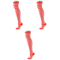 Miniatyrbillede 2 af 3: 3 stk. Røde & Hvide Stribede Strømper Klovn Cirkus Fandango Kostume Cosplay Strømper (rød & hvid) 3 stk 3pcs