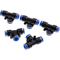Miniatyrbillede 1 af 5: 5 stk. Havevandsslange Fittings Vandhane Slangeforbindelse 3-vejs Pneumatisk Hurtigkobling Push-in-8mm Slangeforbindelse til Forbindelse af Vandledning
