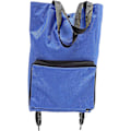 Miniatyrbillede 1 af 3: Sammenklappelig Trolleytaske Foldbar Indkøbstaske Med Hjul Foldbar Indkøbsvogn Blå 48X28X18CM Blue 48X28X18CM