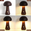 Pikkukuva 5 / 5: Makuuhuoneen sieni lamppu, kannettava himmennettävä sänkylamppu USB-latauksella, johdoton puinen yölamppu, sieni pöytä (Large, Walnut A)