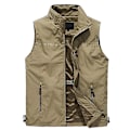Miniatyrbillede 3 af 5: Mænds Udendørs Vest Mesh Åndbar Veste Fritids Sport Fiskevest 4XL Solid Khaki solid  Khaki 4XL