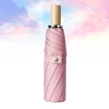 Pikkukuva 4 / 4: 1 kpl 3-osainen taittuva sateenvarjo aurinko ja sade kaksoiskäyttöinen sateenvarjo kannettava aurinkosuoja UV-suojattu sateenvarjo Pink 58X58CM