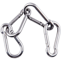 Miniatyrbillede 1 af 5: Karabinhage Kraftig Rustfrit Stål Karabinhage Snap Hook Gauge Stål Karabine Drejelig Fjederklemme Til Udendørs Vandreture Camping Fiskeri (4 stk, Sølv)