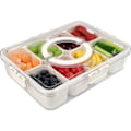 Miniatyrbild 1 av 5: RIYI Snackle Box Container - 8-Compartment Serving Tray with Lid and Handle - Portable - for Veggie and Charcuterie Boxes