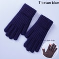 Miniatyrbillede 1 af 5: 1 Par Vinter Touchscreen Handsker Varme Foret Strikket Handsker Elastisk Manchet Vinter Tekstning Handsker Shangqinglou finger hole Male/Young Student