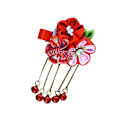 Miniatyrbillede 2 af 3: Japansk Stil Hårklips Sakura Mønster Barrette Archaistic Tassel Hårnål Hovedbeklædning Hårtilbehør Red