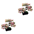 Miniatyrbillede 2 af 2: 3 stk. Kunstige Velkomst-fyr Bonsai Mini Simulerings Træplante Hjem Dekoration (pink) 2 stk 2pcs