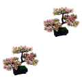 Pikkukuva 2 / 2: 3 kpl Teko-vieras-tervetuloa Mänty Bonsai Mini Simulaatio Puu Kasvi Koti Sisustus (vaaleanpunainen) 2 kpl 2pcs