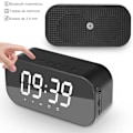 Miniatyrbild 3 av 5: Stereo Trådlös Bluetooth 5.0 Högtalare Bärbar Inbyggd Mikrofon Väckarklocka Perfekt för Resor, Spegelskärm (Svart)