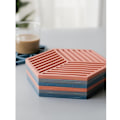 Miniatyrbilde 3 av 3: 3 stk Kreative Nordiske Stil Sekskantede Varmeisolerende Matte Linjer Uthulede Anti-Skli Pot Matte Bo 16*16 cm