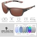 Pikkukuva 2 / 5: Polarisoidut Urheilulasit Miehille Ajamiseen, Pyöräilyyn, Kalastukseen - Aurinkolasit 100% UV-Suoja, Ruskeat Linssit Brown Lens