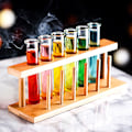 Pikkukuva 1 / 5: Bambu Testaputki-Shot-Lasien Teline, Sopii Myös Kynätelineeksi, Valmistettu Bambuusta Sisäänrakennetulla Kahvalla, Vain Teline, Lasit