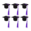 Miniatyrbillede 1 af 4: 6 stk. Mini Doktorhat Formet Vinflaske Sød Kvast Vinflaske Dæk Graduation Party Ornament Bi Puple 5.5*5.5cm