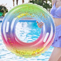 Miniatyrbillede 1 af 5: Oppustelig Svømme Ring, Skinnende Regnbue Oppustelig Bøje, Voksen Svømme Ring, Flydende Svømme Ring, Svømme Ringe til Sommer Pool Party 90CM