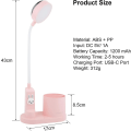 Miniatyrbilde 5 av 5: Skrivebordslampe for barn, studielampe med pennholder, automatisk fargeskiftende nattbordslampe, dimbar oppladbar LED-leselampe for barn (rosa)