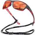 Pikkukuva 1 / 5: Polarisoidit Urheilulasit Miehille Ajamiseen, Pyöräilyyn, Kalastukseen - Aurinkolasit 100% UV-Suoja Goggles Punainen Peili Red Mirror