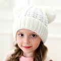 Miniatyrbild 1 av 5: Babyflicka Hatt Stickad Beanie Baby Vinterhatt Söt Baby Pom Pom Beanies Hatt för Flickor Pojkar Tjock Varm Toddler Hatt, 1-5 År Gammal, 1st (Vit)