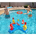 Miniatyrbillede 3 af 5: Oppustelig Pool Basketball Legetøjs Sæt, Flydende Svømme Ring & Strandbold Kast Spil Sommerfest Sjov Favorer Vandkamp Spil