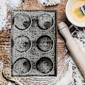 Miniatyrbillede 4 af 4: Glasfiber Silikon 6 Runde Brødform Forskellige Hamburger Cookie Puff Porøs Form Kage Tart Pan Nej