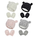 Miniatyrbild 3 av 5: Babyhatt och Vantar, Baby Flicka Pojke Hatt Vantar Set Vinter Stickade Hattar Baby Nyfödda Hattar för Baby 0-2 Månader (S; Svart)