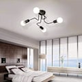 Miniatyrbilde 3 av 5: Moderne taklamper i industriell stil, metall, 4 lamper E27 LED taklampe, moderne svart taklampe for stue kjøkken