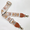 Miniatyrbild 3 av 4: Handväskrem, Bred axelrem i kohud med justerbar retro jacquardbroderi för crossbody-väskor