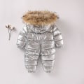 Miniatyrbild 2 av 4: Baby Hel- och Dunjacka i Ett Stycke, Tjock Dunoverall för Barn, 100cm Grå grey 100cm