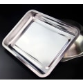 Miniatyrbilde 3 av 4: Grillplate i rustfritt stål - Kvadratisk rustfritt stålplate - 36×27×4.8cm