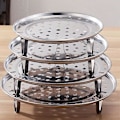 Miniatyrbilde 2 av 5: Dampstativ, rustfritt stål dampstativ rundt dampbrett kjøleristinnlegg med støtteføtter for gryter, panner, Crock-Pots
