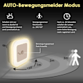 Miniatyrbilde 3 av 5: Dimbar LED-nattlampe med bevegelsessensor Sett med 2 nattlamper Stikkontakter Kontinuerlig justerbar lysstyrke 3 moduser (Auto/På/Av) Orienteringslys