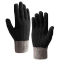 Miniatyrbillede 1 af 5: Vinterhandsker til kvinder, varme strikkede touch screen-handsker med anti-slip termisk foring og uldforing - Sort Black