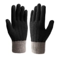 Miniatyrbillede 2 af 5: Vinterhandsker til kvinder, varme strikkede touch screen-handsker med anti-slip termisk foring og uldforing - Sort Black