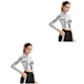 Pikkukuva 3 / 3: 3 kpl Hopeanväriset Seksikäs Yksivärinen Bustier Lakka Nahka Esitysasu Pitkähihainen Vaatteet Cosplaylle 2pcs S