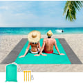 Miniatyrbilde 1 av 5: Strandteppe Ingen Sand 210 x 200 cm, Piknikteppe Vanntett Strandhåndkle Strandteppe Stort med 4 Fester - Sandrensende Strandteppe for