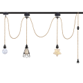 Miniatyrbilde 3 av 5: E27 2-kjerne lin elektrisk kabel, vridd elektrisk kabel for lysarmaturer med justerbar bryter og 6,8m lampekontakt (tre lampekontakter)