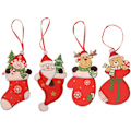 Miniatyrbilde 1 av 5: Julepynt i tre - Snømann, Julenissen, Elg, Bjørn, Hengepynt til Jul (4 stk, Rød)
