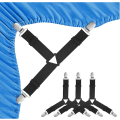 Miniatyrbillede 1 af 5: 4 Styk Justerbare Elastiske Sengelinnedklemmer Trekant, Justerbar Sengelinnedklemme Rem Justerbar Sengelinnedholder Til Sengelinned, Sofa Og Mere 4stk Sort