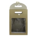 Pikkukuva 4 / 4: Vahva paperinen seisova lahjakassi, 26 cm x 19 cm x 9 cm, ruskea voimapaperikassi läpinäkyvällä ikkunalla ja rusetilla - 12 kpl kulta Gold