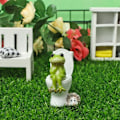 Miniatyrbillede 4 af 4: 3,3 Tommer Frø Figur Fairy Garden Dyrestatue Badende Have Tåge i Vhermosa
