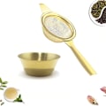 Miniatyrbillede 1 af 5: Te-si til løs te i rustfrit stål Te-filter med drypbakke i rustfrit stål Te-si til løs tebladfilter (guld)