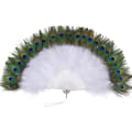 Pikkukuva 1 / 5: 1920-luvun Peacock Feather Fan - Naisten Käsikäyttöinen Taittuva Fan - Höyhenfan - Höyhen Flapper - Juhlatarvike - Puku Koriste